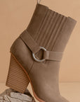 The Carson | Dark Taupe Distressed Leather Moto Bootie