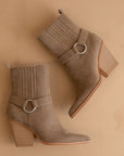 The Carson | Dark Taupe Distressed Leather Moto Bootie