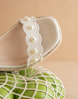The Catalina | White Scalloped Espadrille Wedge for Summer