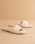 The Cathleen | Ivory Pearl Raffia Slide Sandal