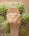 The Cathleen | Natural Pearl Raffia Slide Sandal