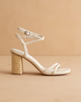 The Colmar | Beige Strappy Braided Sandal with a Jute Heel