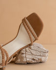 The Colmar | Camel Strappy Braided Sandal with a Jute Heel