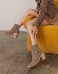 The Cameron | Dark Taupe Heeled Moto Chelsea Boot