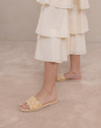 The Cathleen | Natural Pearl Raffia Slide Sandal