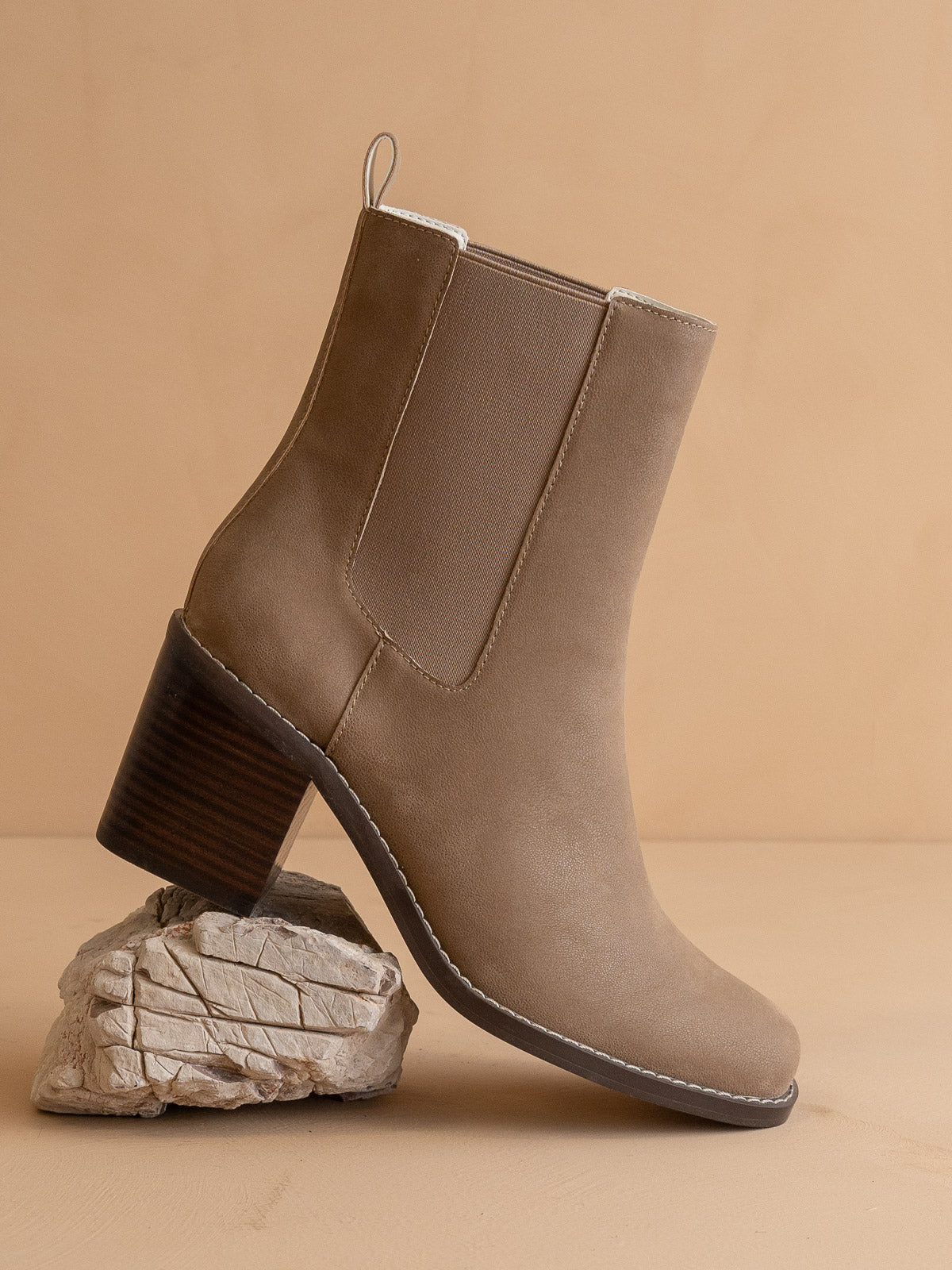 The Dakota | Dark Taupe Heeled Chelsea Bootie