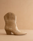 The Darlene | Almond Floral Embroidered Western Boot