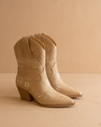 The Darlene | Almond Floral Embroidered Western Boot