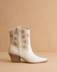 The Della | White Mesh Floral Cutout Detail Cowboy Boots
