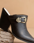 The Dixie | Coffee Western Inspired Mule With Buckle Detail