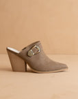 The Dixie | Dark Taupe Western Inspired Mule With Buckle Detail