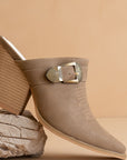 The Dixie | Dark Taupe Western Inspired Mule With Buckle Detail