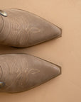The Dixie | Dark Taupe Western Inspired Mule With Buckle Detail