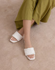 The Darla | White Woven Slide Sandal