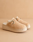 The Edith | Almond Clog Raffia Mule with Western Buckles