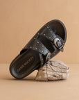 The Effie | Black Double Western Buckle Slides