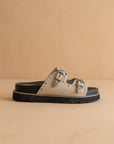 The Effie | Taupe Double Western Buckle Slides