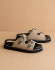 The Effie | Taupe Double Western Buckle Slides