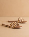 The Ena | Brown H Cutout Raffia Slide