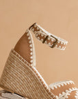 The Essie | Camel Espadrille Slide with Embroidered Straps
