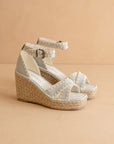 The Essie | Denim Espadrille Slide with Embroidered Straps