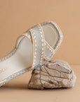 The Essie | Denim Espadrille Slide with Embroidered Straps