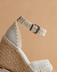 The Essie | Denim Espadrille Slide with Embroidered Straps