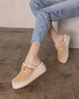 The Edith | Almond Clog Raffia Mule with Western Buckles