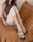 The Effie | Taupe Double Western Buckle Slides