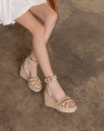 The Essie | Camel Espadrille Slide with Embroidered Straps