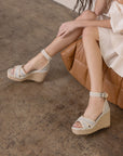 The Essie | Denim Espadrille Slide with Embroidered Straps