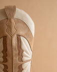 The Fairy | Almond Western Boot in Suede with Butterfly Inlay