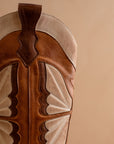 The Fairy | Camel Western Boot in Suede with Butterfly Inlay