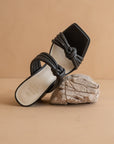 The Faith | Black Knotted band platform snake-print heel