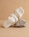 The Faith | White Knotted band platform snake-print heel