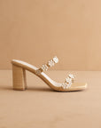 The Feliza | Natural Floral Raffia Heel – Summer Block Sandal