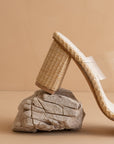 The Francee | Natural Transparent Double Strap Raffia Heel