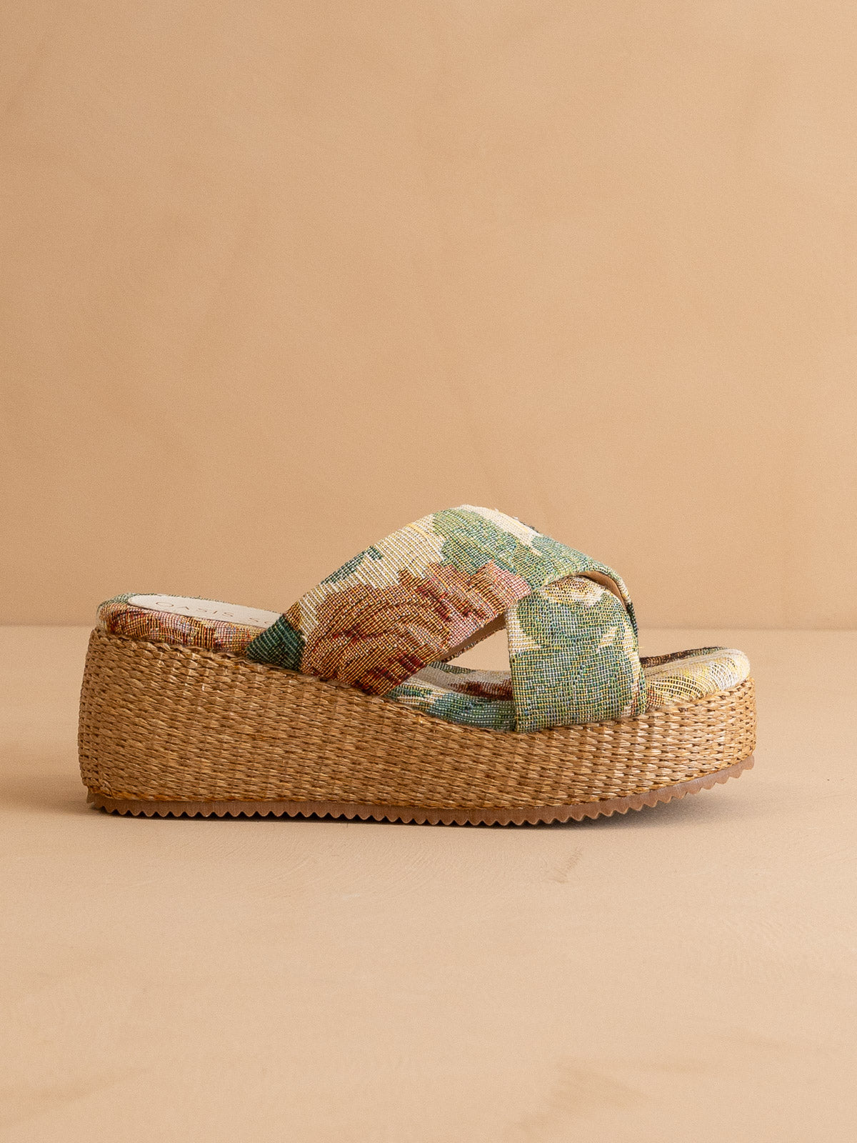 The Fresno | Floral Raffia Platform Sandal