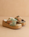 The Fresno | Floral Raffia Platform Sandal