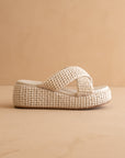 The Fresno | Ivory Raffia Platform Sandal