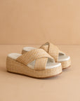 The Fresno | Natural Raffia Platform Sandal