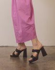 The Faith | Black Knotted band platform snake-print heel