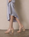The Francee | Natural Transparent Double Strap Raffia Heel
