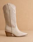The Gabby | Light Grey Perforated Western Boot