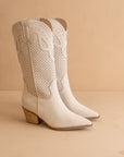 The Gabby | Light Grey Perforated Western Boot