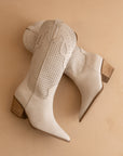 The Gabby | Light Grey Perforated Western Boot