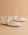 The Gem | Ivory Gem Embellished Mesh Mary Jane Flat