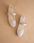 The Gem | Ivory Gem Embellished Mesh Mary Jane Flat