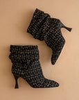 The Gina | Black Tweed Slouch Heel Bootie