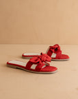 The Ginny | Cherry Textured Bow Slide